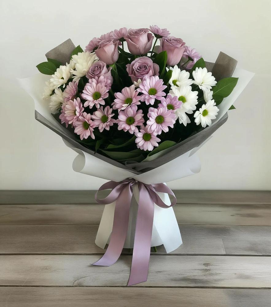 Букет цветов из: Хризантемы и Розы в Здравнице