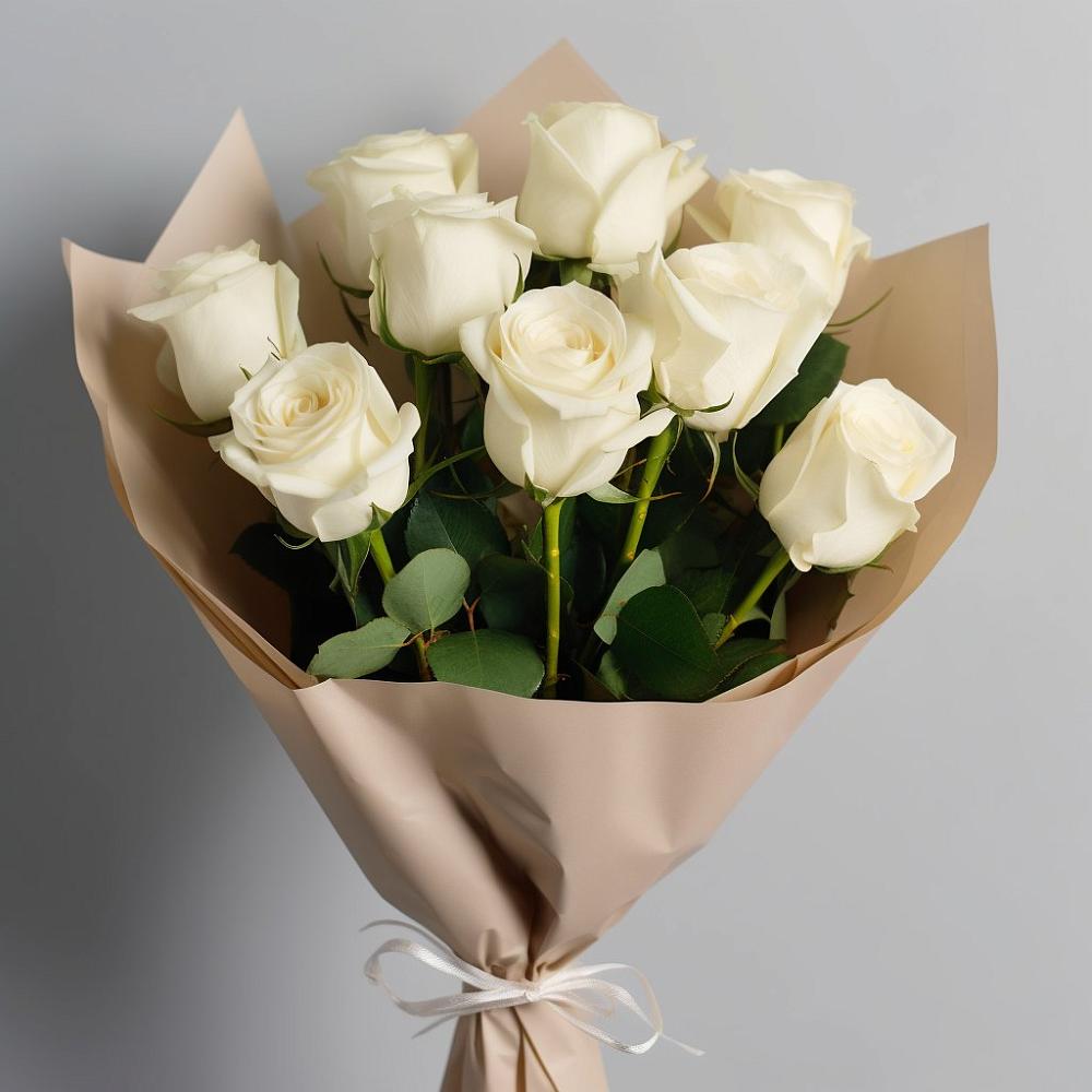 Букет 9 Белых роз Эдлесс Лав в Здравнице