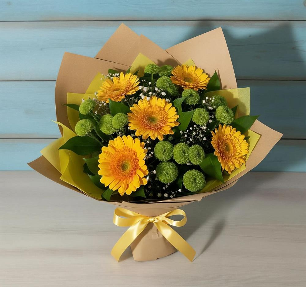 Букет цветов из: Герберы и Хризантемы в Здравнице