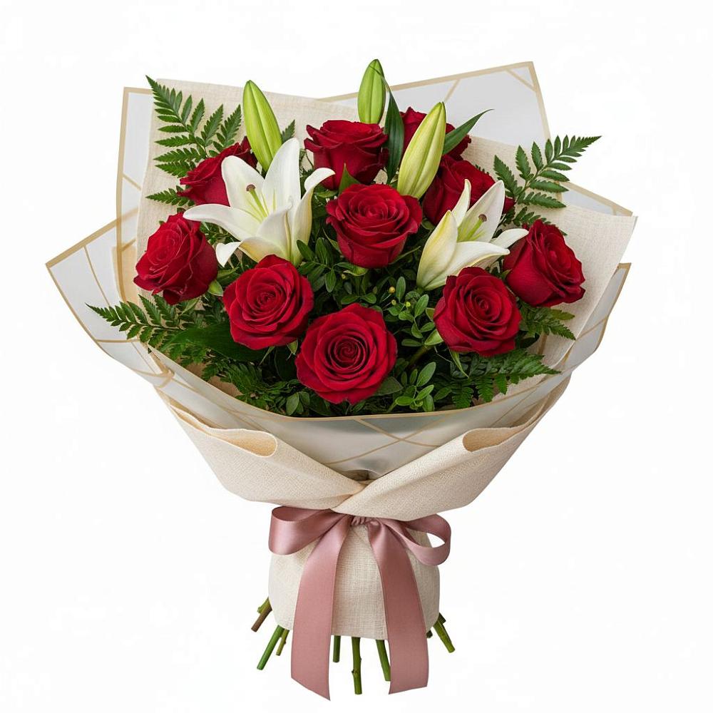 Букет цветов из: Лилии и Розы в Здравнице