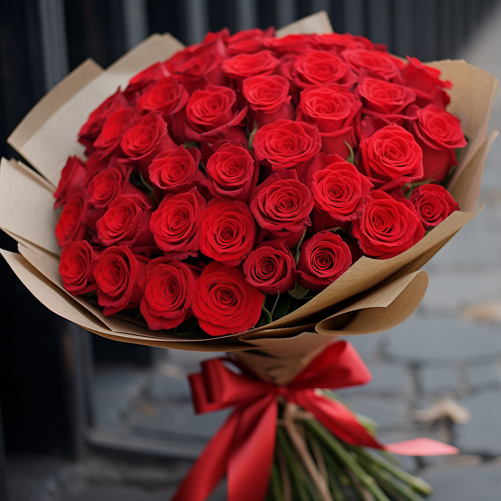 Букет 51 Красная роза Эдлесс Лав в Здравнице