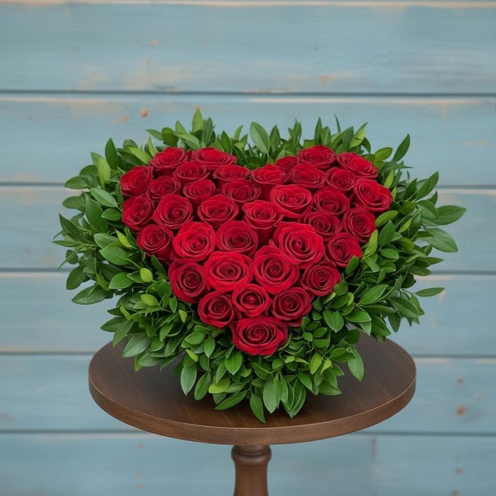 Цветочная композиция из Розы в виде сердца в Здравнице