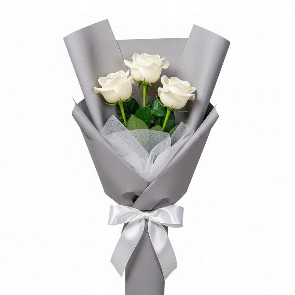 Букет 3 белые розы в Здравнице