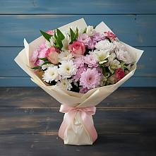 Букет цветов из:  Хризантемы, Альстромерии и Розы в Здравнице