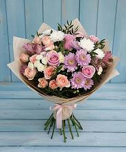 Букет цветов из:  Хризантемы, Розы и Альстромерии в Здравнице