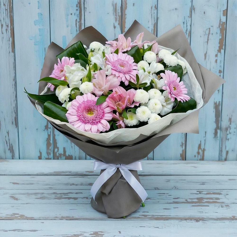 Букет цветов из: Герберы, Альстромерии и Хризантемы в Здравнице