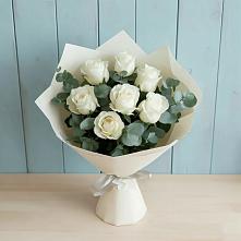 Букет Белые розы в Эвкалипте #REPLACE_PRED# Здравнице